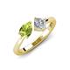 4 - Lysha 1.37 ctw Peridot Pear Shape (7x5 mm) & Moissanite Cushion Shape (5.00 mm) Toi Et Moi Engagement Ring 