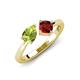 4 - Lysha 1.55 ctw Peridot Pear Shape (7x5 mm) & Red Garnet Cushion Shape (5.00 mm) Toi Et Moi Engagement Ring 