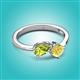 3 - Lysha 1.61 ctw Peridot Pear Shape (7x5 mm) & Lab Created Yellow Sapphire Cushion Shape (5.00 mm) Toi Et Moi Engagement Ring 