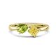 1 - Lysha 1.61 ctw Peridot Pear Shape (7x5 mm) & Lab Created Yellow Sapphire Cushion Shape (5.00 mm) Toi Et Moi Engagement Ring 