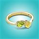 3 - Lysha 1.61 ctw Peridot Pear Shape (7x5 mm) & Lab Created Yellow Sapphire Cushion Shape (5.00 mm) Toi Et Moi Engagement Ring 