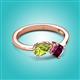 3 - Lysha 1.42 ctw Peridot Pear Shape (7x5 mm) & Rhodolite Garnet Cushion Shape (5.00 mm) Toi Et Moi Engagement Ring 