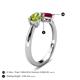 5 - Lysha 1.61 ctw Peridot Pear Shape (7x5 mm) & Lab Created Ruby Cushion Shape (5.00 mm) Toi Et Moi Engagement Ring 