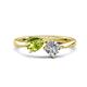 1 - Lysha 1.30 ctw Peridot Pear Shape (7x5 mm) & Natural Diamond Cushion Shape (5.00 mm) Toi Et Moi Engagement Ring 