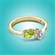 3 - Lysha 1.30 ctw Peridot Pear Shape (7x5 mm) & Natural Diamond Cushion Shape (5.00 mm) Toi Et Moi Engagement Ring 