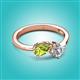 3 - Lysha 1.30 ctw Peridot Pear Shape (7x5 mm) & Natural Diamond Cushion Shape (5.00 mm) Toi Et Moi Engagement Ring 