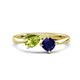 1 - Lysha 1.61 ctw Peridot Pear Shape (7x5 mm) & Lab Created Blue Sapphire Cushion Shape (5.00 mm) Toi Et Moi Engagement Ring 