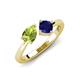 4 - Lysha 1.61 ctw Peridot Pear Shape (7x5 mm) & Lab Created Blue Sapphire Cushion Shape (5.00 mm) Toi Et Moi Engagement Ring 