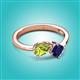 3 - Lysha 1.61 ctw Peridot Pear Shape (7x5 mm) & Lab Created Blue Sapphire Cushion Shape (5.00 mm) Toi Et Moi Engagement Ring 
