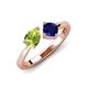 4 - Lysha 1.61 ctw Peridot Pear Shape (7x5 mm) & Lab Created Blue Sapphire Cushion Shape (5.00 mm) Toi Et Moi Engagement Ring 