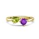 1 - Lysha 1.30 ctw Peridot Pear Shape (7x5 mm) & Amethyst Cushion Shape (5.00 mm) Toi Et Moi Engagement Ring 