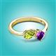 3 - Lysha 1.30 ctw Peridot Pear Shape (7x5 mm) & Amethyst Cushion Shape (5.00 mm) Toi Et Moi Engagement Ring 