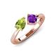4 - Lysha 1.30 ctw Peridot Pear Shape (7x5 mm) & Amethyst Cushion Shape (5.00 mm) Toi Et Moi Engagement Ring 