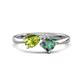 1 - Lysha 1.61 ctw Peridot Pear Shape (7x5 mm) & Lab Created Alexandrite Cushion Shape (5.00 mm) Toi Et Moi Engagement Ring 