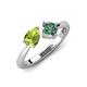 4 - Lysha 1.61 ctw Peridot Pear Shape (7x5 mm) & Lab Created Alexandrite Cushion Shape (5.00 mm) Toi Et Moi Engagement Ring 
