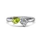 1 - Lysha 1.30 ctw Peridot Pear Shape (7x5 mm) & Natural Diamond Cushion Shape (5.00 mm) Toi Et Moi Engagement Ring 