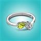 3 - Lysha 1.30 ctw Peridot Pear Shape (7x5 mm) & Natural Diamond Cushion Shape (5.00 mm) Toi Et Moi Engagement Ring 