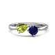 1 - Lysha 1.61 ctw Peridot Pear Shape (7x5 mm) & Lab Created Blue Sapphire Cushion Shape (5.00 mm) Toi Et Moi Engagement Ring 