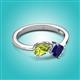 3 - Lysha 1.61 ctw Peridot Pear Shape (7x5 mm) & Lab Created Blue Sapphire Cushion Shape (5.00 mm) Toi Et Moi Engagement Ring 