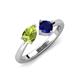 4 - Lysha 1.61 ctw Peridot Pear Shape (7x5 mm) & Lab Created Blue Sapphire Cushion Shape (5.00 mm) Toi Et Moi Engagement Ring 