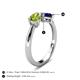 5 - Lysha 1.61 ctw Peridot Pear Shape (7x5 mm) & Lab Created Blue Sapphire Cushion Shape (5.00 mm) Toi Et Moi Engagement Ring 