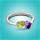 3 - Lysha 1.30 ctw Peridot Pear Shape (7x5 mm) & Amethyst Cushion Shape (5.00 mm) Toi Et Moi Engagement Ring 