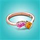 3 - Lysha 1.40 ctw Pink Sapphire Pear Shape (7x5 mm) & Citrine Cushion Shape (5.00 mm) Toi Et Moi Engagement Ring 