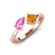 4 - Lysha 1.40 ctw Pink Sapphire Pear Shape (7x5 mm) & Citrine Cushion Shape (5.00 mm) Toi Et Moi Engagement Ring 