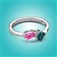 3 - Lysha 1.65 ctw Pink Sapphire Pear Shape (7x5 mm) & London Blue Topaz Cushion Shape (5.00 mm) Toi Et Moi Engagement Ring 