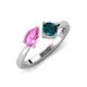 4 - Lysha 1.65 ctw Pink Sapphire Pear Shape (7x5 mm) & London Blue Topaz Cushion Shape (5.00 mm) Toi Et Moi Engagement Ring 