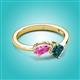 3 - Lysha 1.65 ctw Pink Sapphire Pear Shape (7x5 mm) & London Blue Topaz Cushion Shape (5.00 mm) Toi Et Moi Engagement Ring 