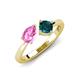 4 - Lysha 1.65 ctw Pink Sapphire Pear Shape (7x5 mm) & London Blue Topaz Cushion Shape (5.00 mm) Toi Et Moi Engagement Ring 