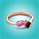 3 - Lysha 1.65 ctw Pink Sapphire Pear Shape (7x5 mm) & Red Garnet Cushion Shape (5.00 mm) Toi Et Moi Engagement Ring 