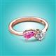 3 - Lysha 1.40 ctw Pink Sapphire Pear Shape (7x5 mm) & Lab Grown Diamond Cushion Shape (5.00 mm) Toi Et Moi Engagement Ring 