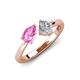 4 - Lysha 1.40 ctw Pink Sapphire Pear Shape (7x5 mm) & Lab Grown Diamond Cushion Shape (5.00 mm) Toi Et Moi Engagement Ring 