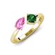 4 - Lysha 1.45 ctw Pink Sapphire Pear Shape (7x5 mm) & Lab Created Emerald Cushion Shape (5.00 mm) Toi Et Moi Engagement Ring 