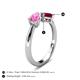 5 - Lysha 1.71 ctw Pink Sapphire Pear Shape (7x5 mm) & Lab Created Ruby Cushion Shape (5.00 mm) Toi Et Moi Engagement Ring 