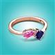 3 - Lysha 1.71 ctw Pink Sapphire Pear Shape (7x5 mm) & Lab Created Blue Sapphire Cushion Shape (5.00 mm) Toi Et Moi Engagement Ring 