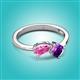 3 - Lysha 1.40 ctw Pink Sapphire Pear Shape (7x5 mm) & Amethyst Cushion Shape (5.00 mm) Toi Et Moi Engagement Ring 