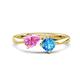 1 - Lysha 1.65 ctw Pink Sapphire Pear Shape (7x5 mm) & Blue Topaz Cushion Shape (5.00 mm) Toi Et Moi Engagement Ring 