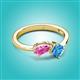 3 - Lysha 1.65 ctw Pink Sapphire Pear Shape (7x5 mm) & Blue Topaz Cushion Shape (5.00 mm) Toi Et Moi Engagement Ring 