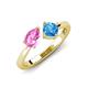 4 - Lysha 1.65 ctw Pink Sapphire Pear Shape (7x5 mm) & Blue Topaz Cushion Shape (5.00 mm) Toi Et Moi Engagement Ring 