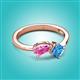 3 - Lysha 1.65 ctw Pink Sapphire Pear Shape (7x5 mm) & Blue Topaz Cushion Shape (5.00 mm) Toi Et Moi Engagement Ring 