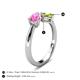 5 - Lysha 1.55 ctw Pink Sapphire Pear Shape (7x5 mm) & Peridot Cushion Shape (5.00 mm) Toi Et Moi Engagement Ring 