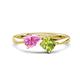 1 - Lysha 1.55 ctw Pink Sapphire Pear Shape (7x5 mm) & Peridot Cushion Shape (5.00 mm) Toi Et Moi Engagement Ring 