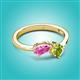 3 - Lysha 1.55 ctw Pink Sapphire Pear Shape (7x5 mm) & Peridot Cushion Shape (5.00 mm) Toi Et Moi Engagement Ring 