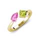 4 - Lysha 1.55 ctw Pink Sapphire Pear Shape (7x5 mm) & Peridot Cushion Shape (5.00 mm) Toi Et Moi Engagement Ring 