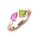 4 - Lysha 1.55 ctw Pink Sapphire Pear Shape (7x5 mm) & Peridot Cushion Shape (5.00 mm) Toi Et Moi Engagement Ring 