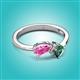 3 - Lysha 1.71 ctw Pink Sapphire Pear Shape (7x5 mm) & Lab Created Alexandrite Cushion Shape (5.00 mm) Toi Et Moi Engagement Ring 