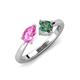 4 - Lysha 1.71 ctw Pink Sapphire Pear Shape (7x5 mm) & Lab Created Alexandrite Cushion Shape (5.00 mm) Toi Et Moi Engagement Ring 